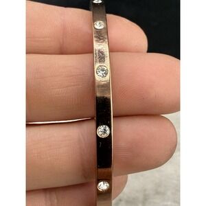 Fossil Bangle Bracelet White Rhinestone‎ 6.5" Signed